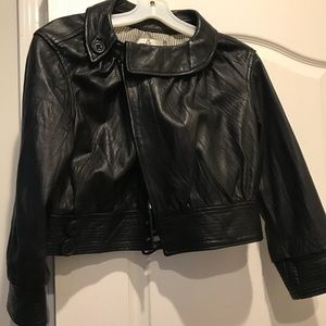 Mike and Chris black leather crop jacket